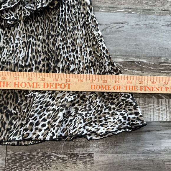 Womens Ruffle Camisole Top Small Animal Print Leopard Front Keyhole Pleated Y2K - Picture 7 of 9